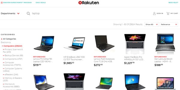 Rakuten ofertas en laptop barata