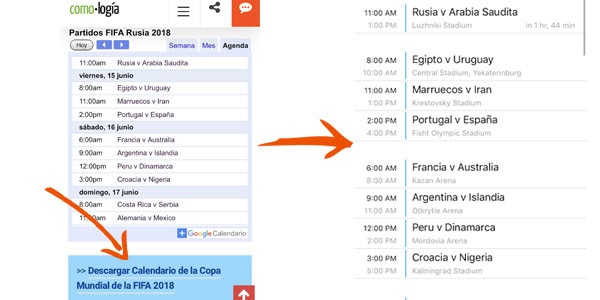 calendario mundial rusia 2018 en iphone