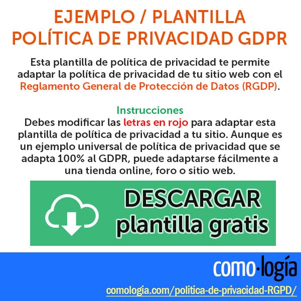 ejemplo politica de privacidad GDPR