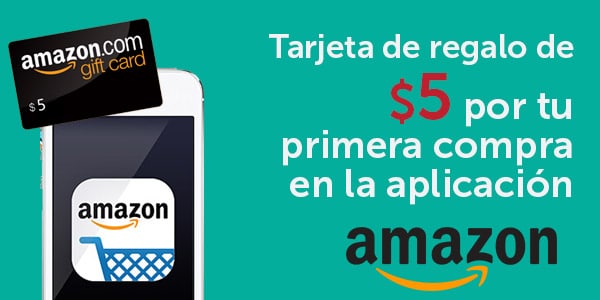 Tarjeta de regalo de 5 dolares con la aplicacion Amazon