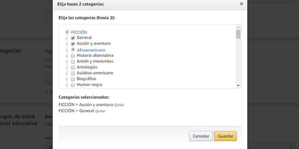 Categorías libro amazon