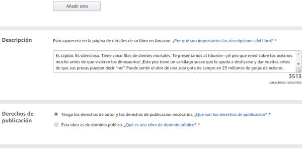 Descripcion de tu libro amazon ganar dinero