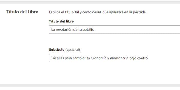 Título y subtítulo de tu libro amazon