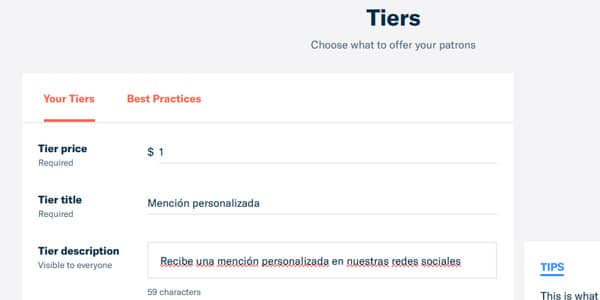 tiers patreon membresia